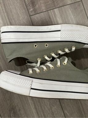Converse Sage/Olive Green Low-Top Canvas Sneakers with White Logo